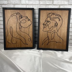 tableau en bois visages
