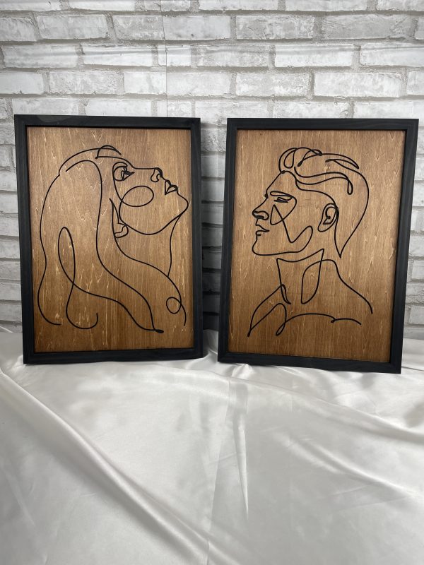 tableau en bois visages